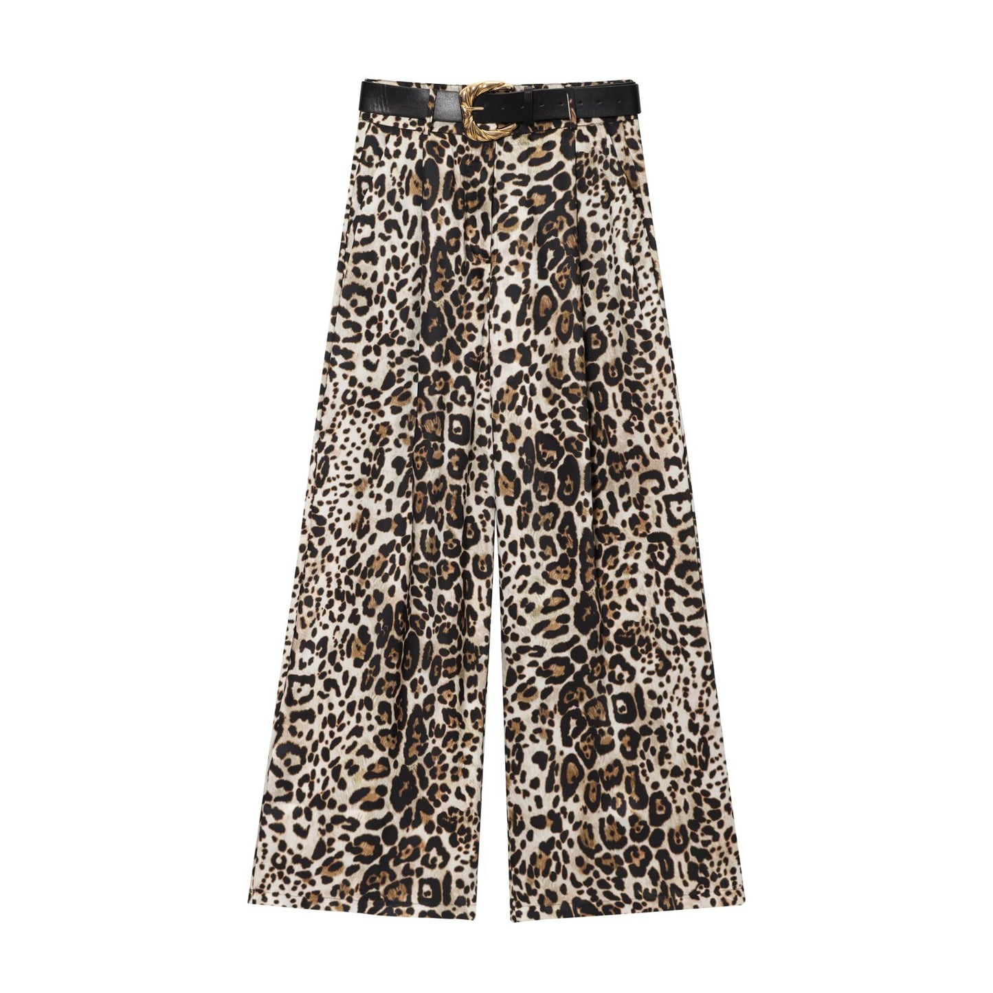 Women's with Belt loose satin textured wide leg pants