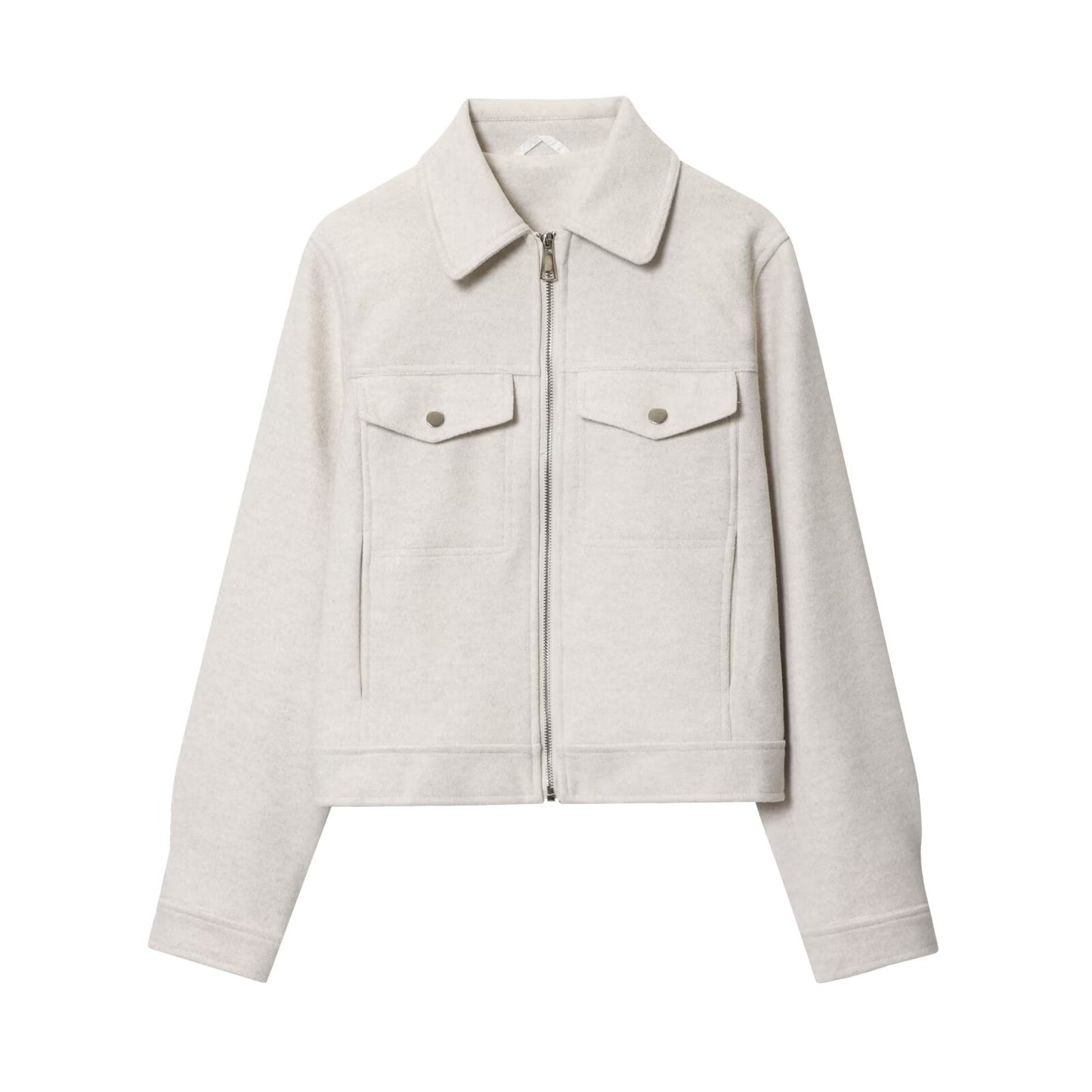 Women's new fashion long sleeved soft textured zipper jacket Coat