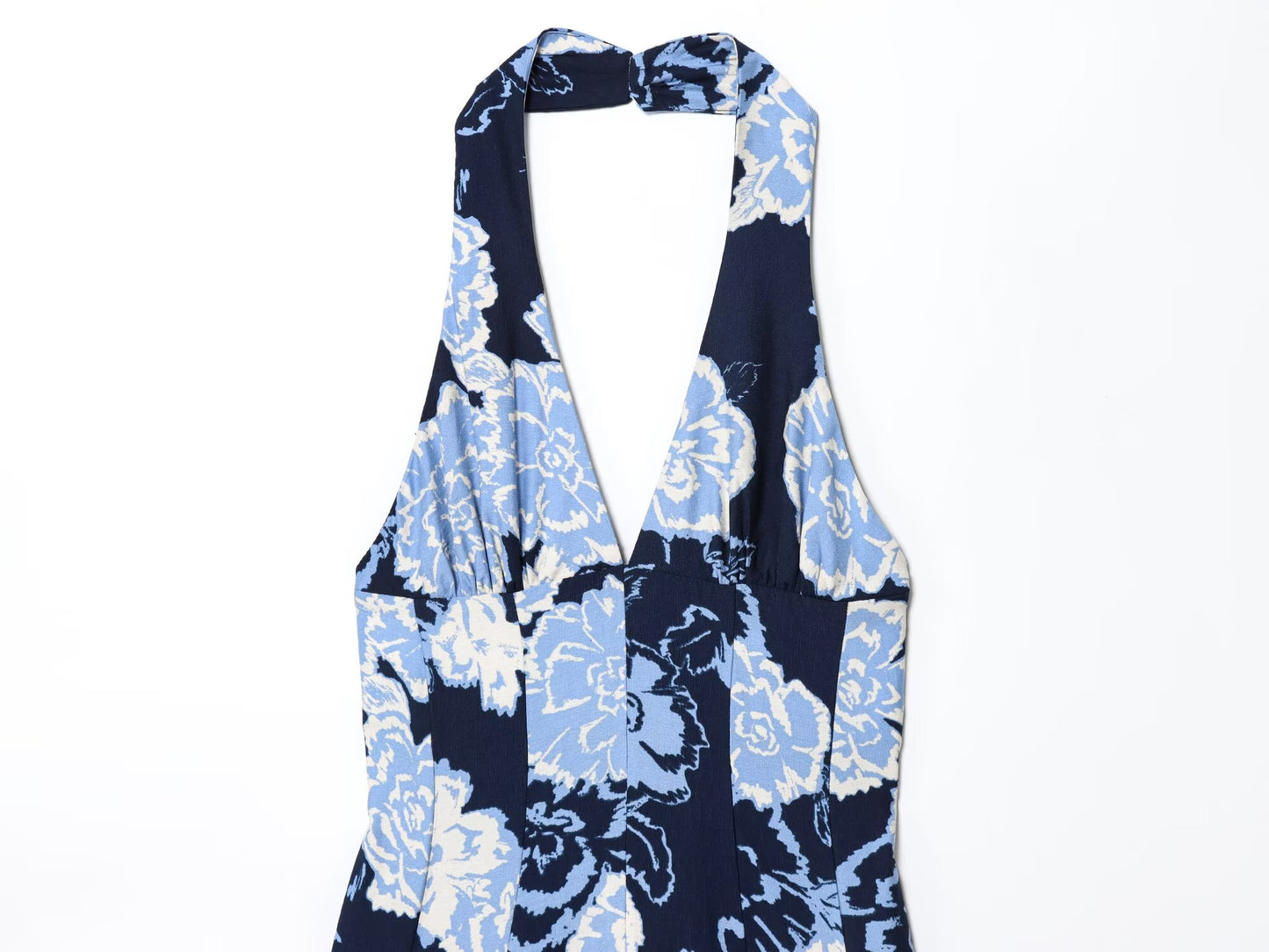 Women's New Fashion Sleeveless Printed Hanging Neck Midi Dress