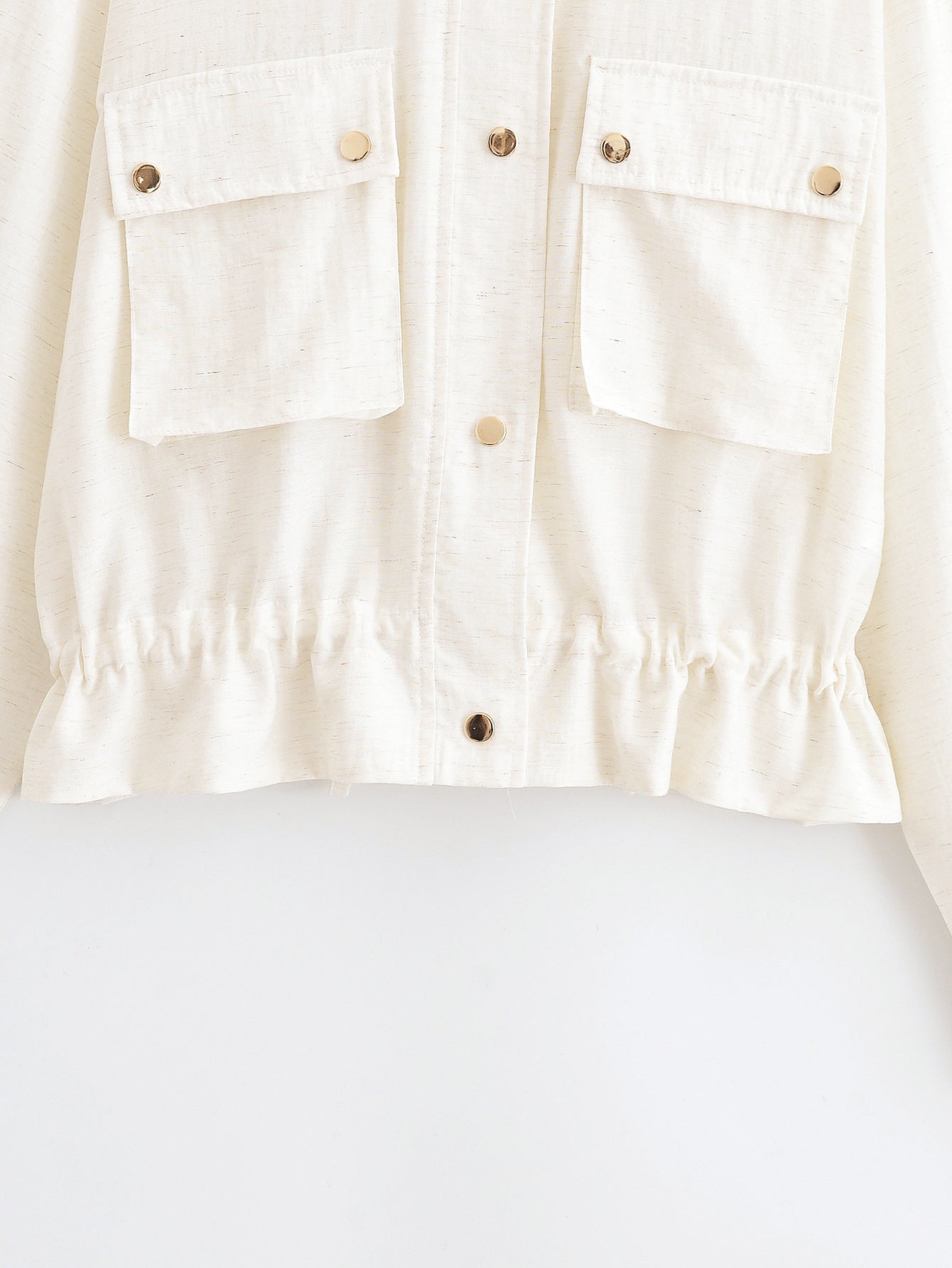 Women's new Fashion rolled up sleeve design short Lapel button up shirt