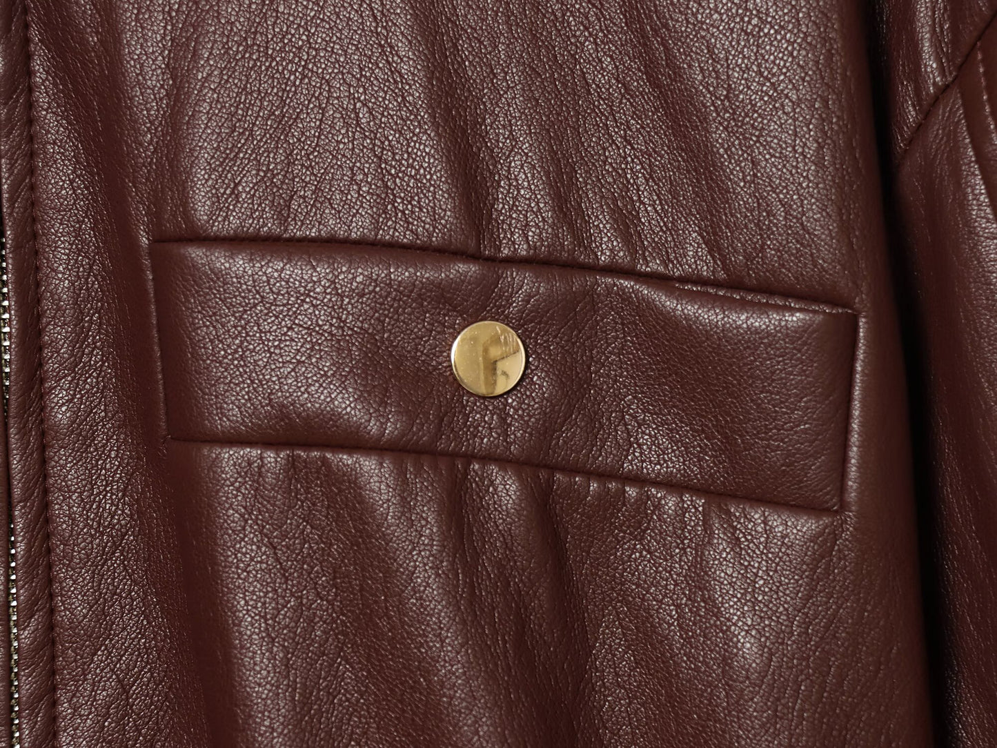 Women's elastic waist imitation leather jacket Coat