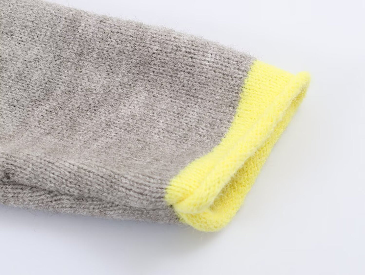 Women's O Neck color blocked knitted Coat