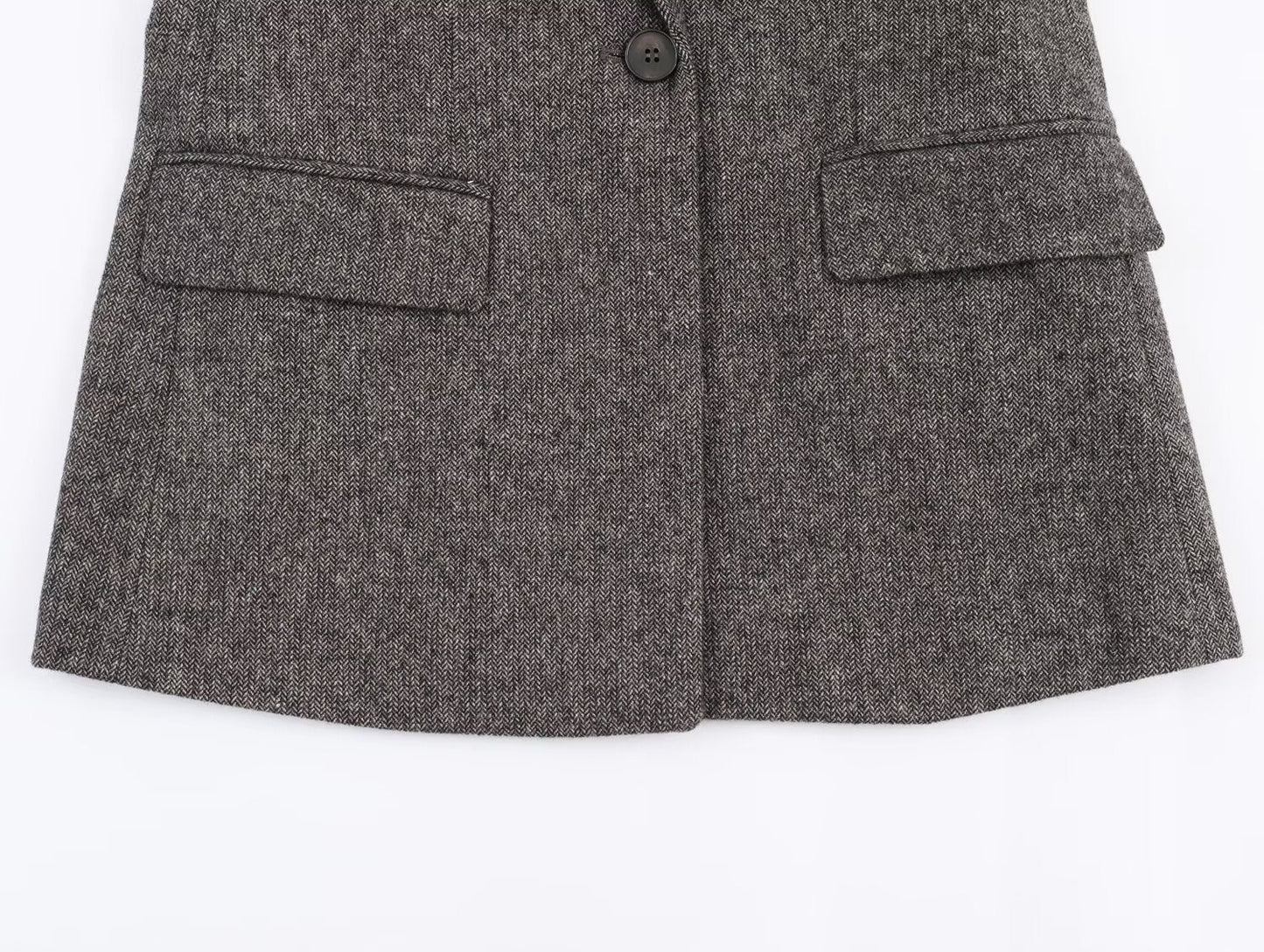 Women's herringbone twill wool blend Blazer Coat