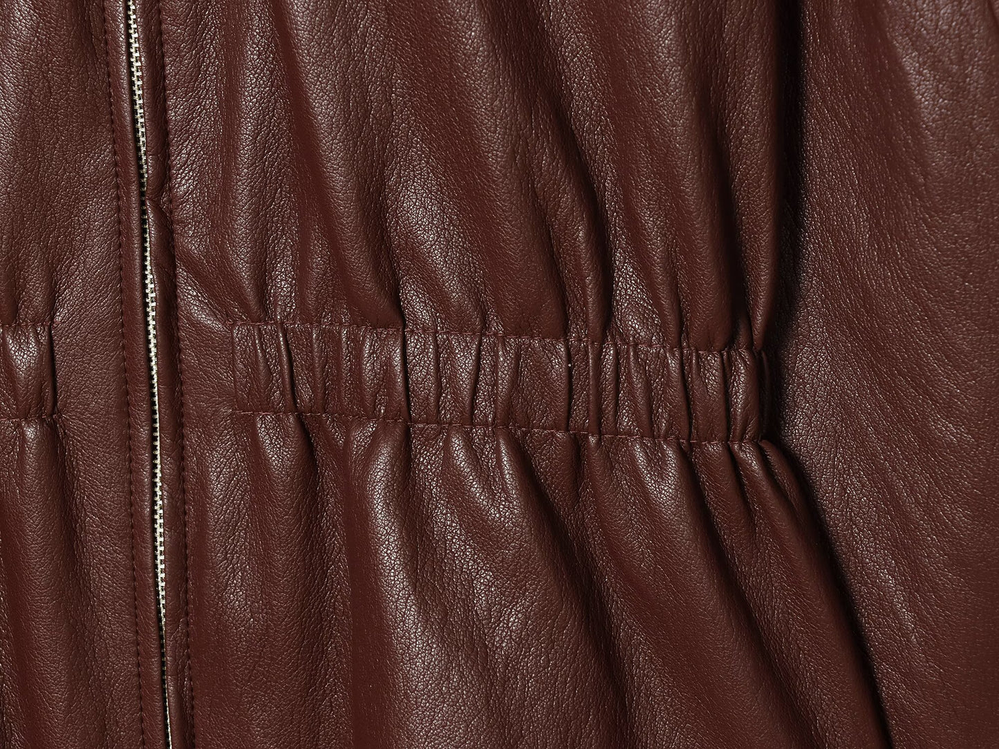 Women's elastic waist imitation leather jacket Coat