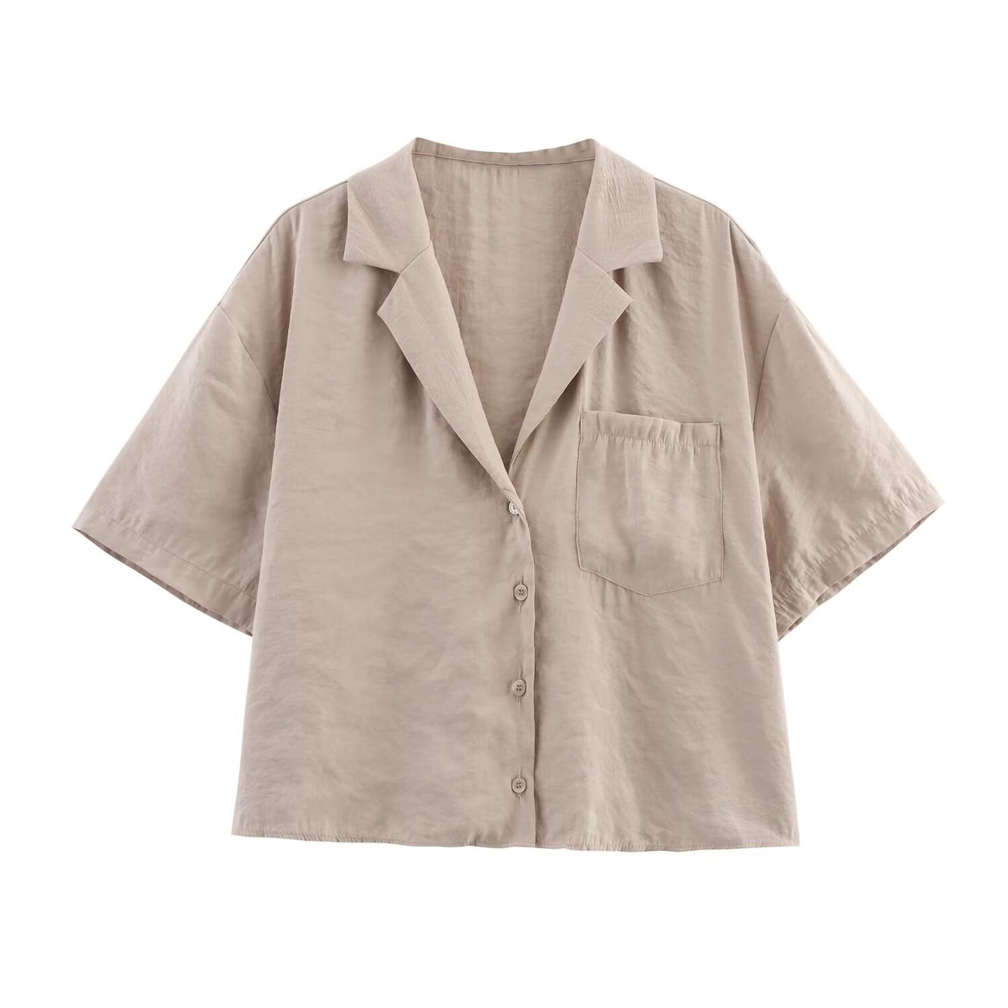 Women's fashion short sleeved single breasted V-neck shirt+Shorts suit