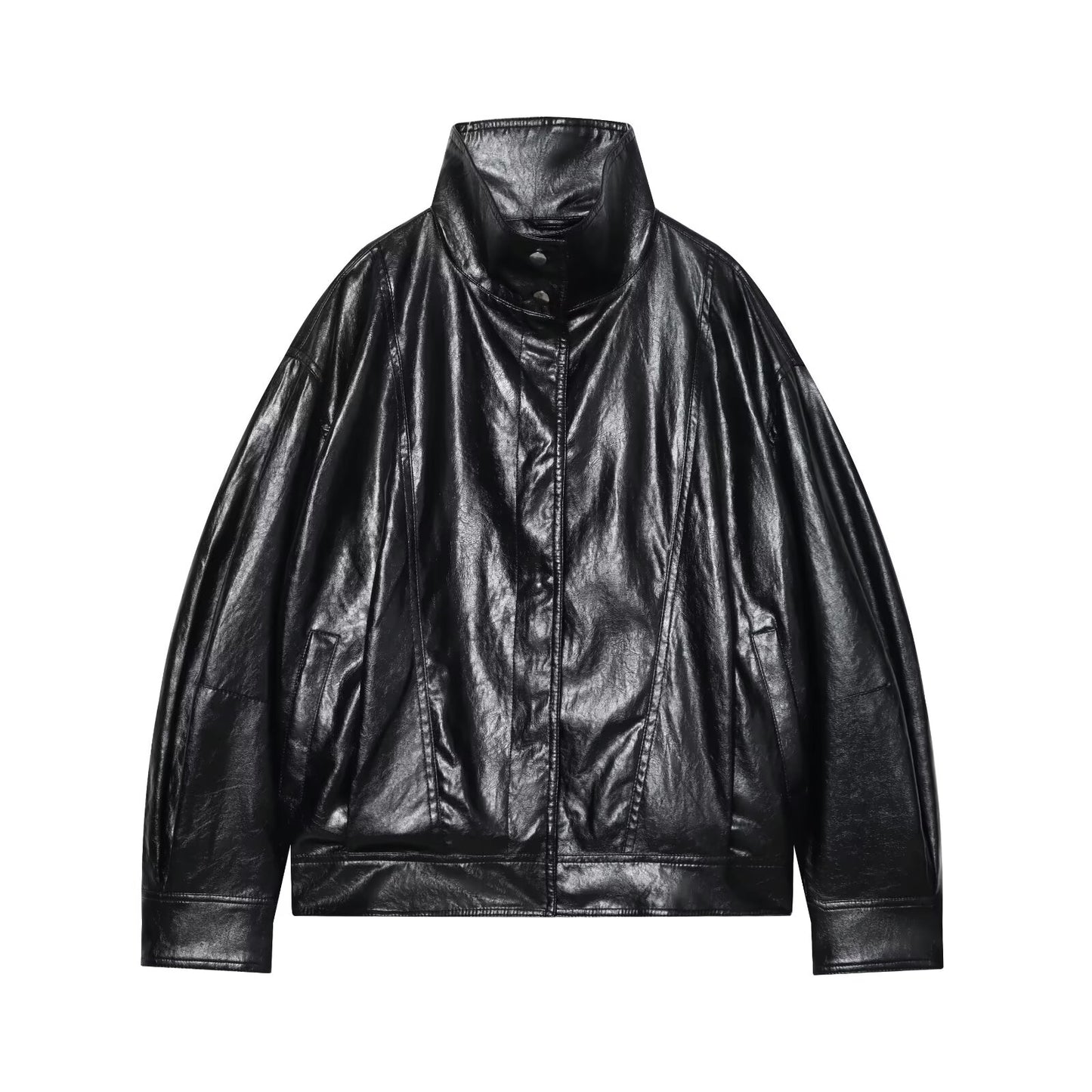 Women's loose faux leather pilot jacket Coat