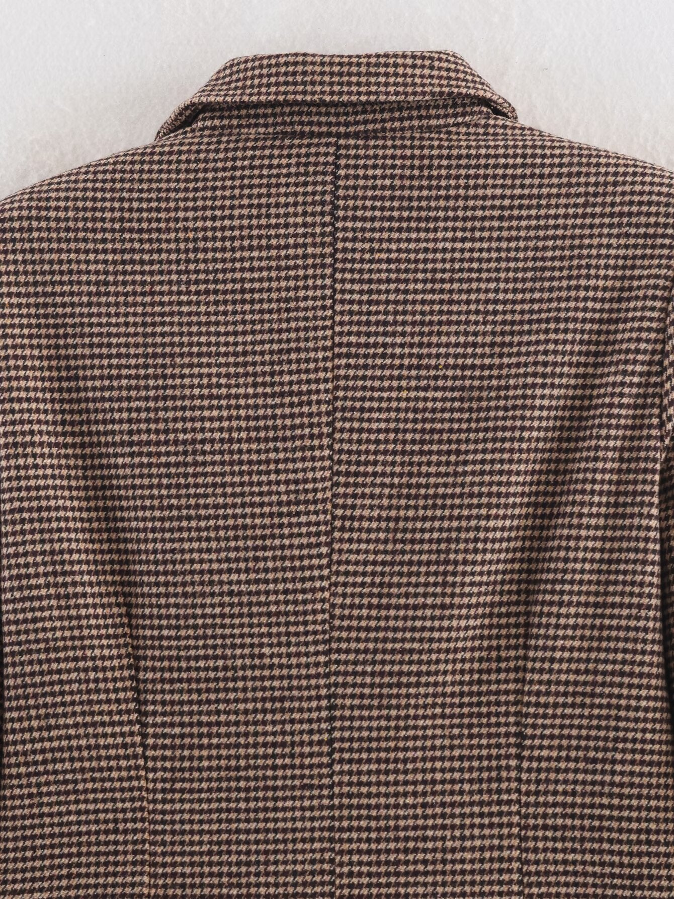 Women's mid length style double breasted Plaid Blazer Coat