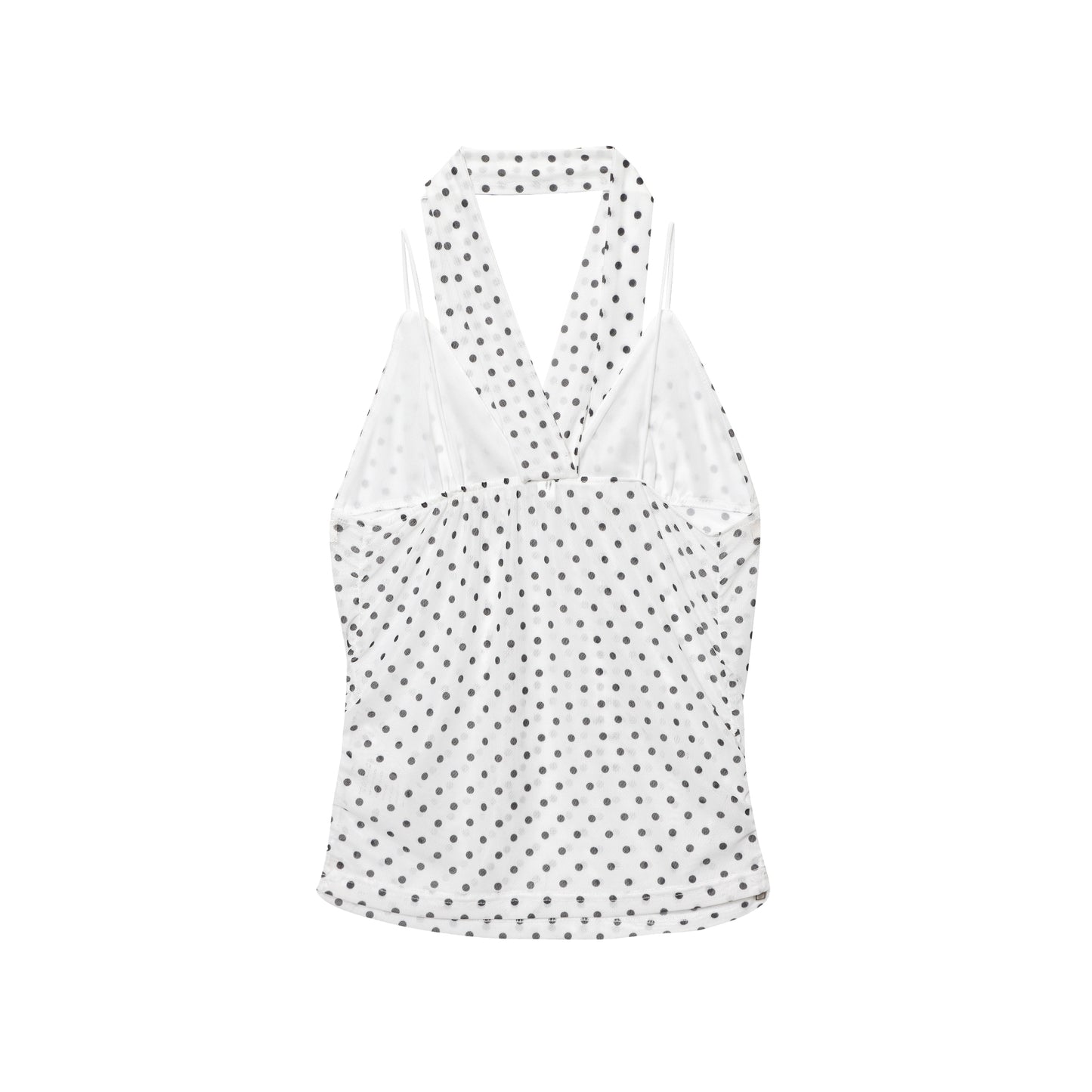 Women's New Fashion scarf decoration slim polka dot printed suspender top