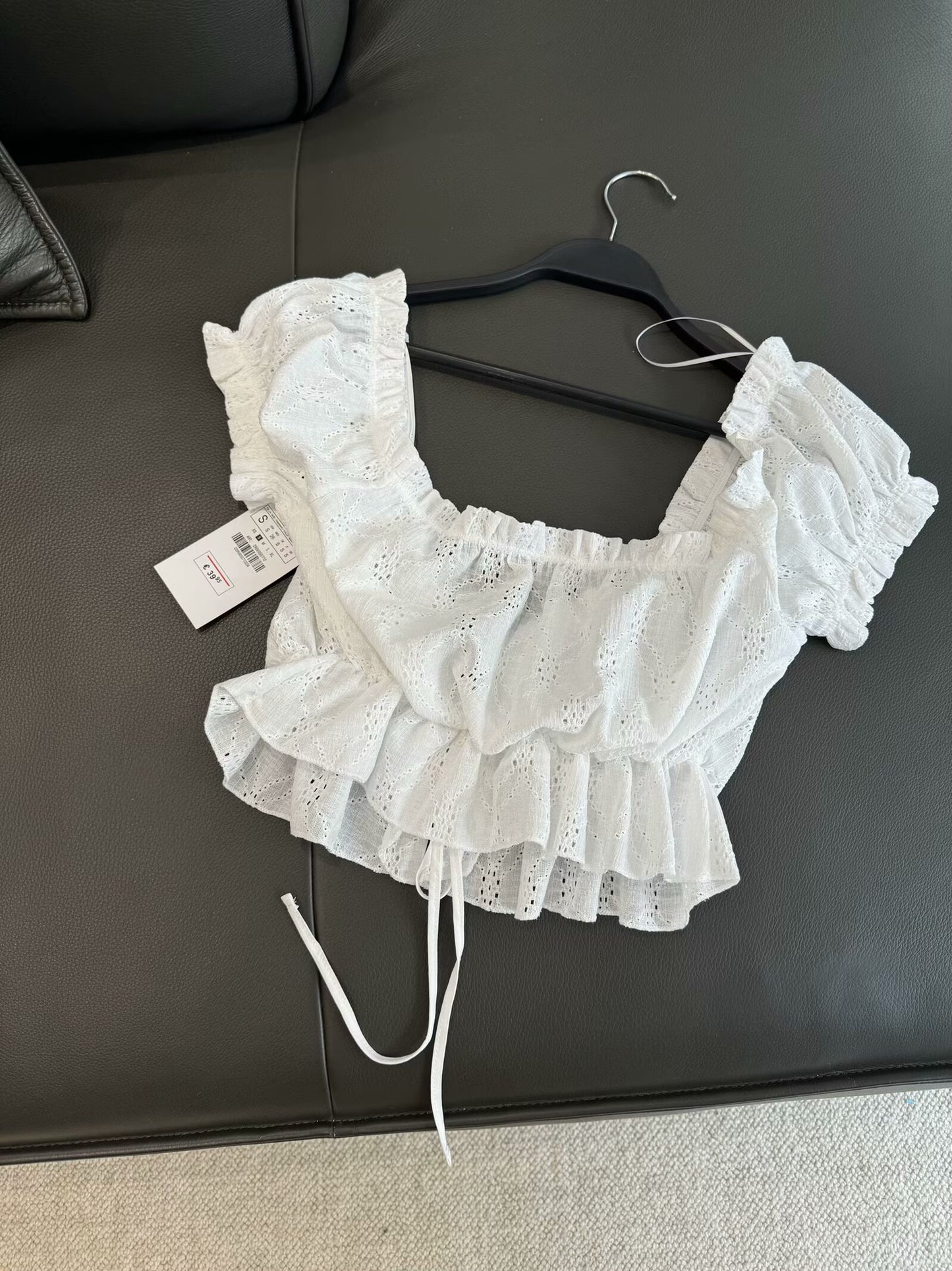 suit Women's 2 pieces new short Lotus leaf edge decorative lace up top + shorts suit