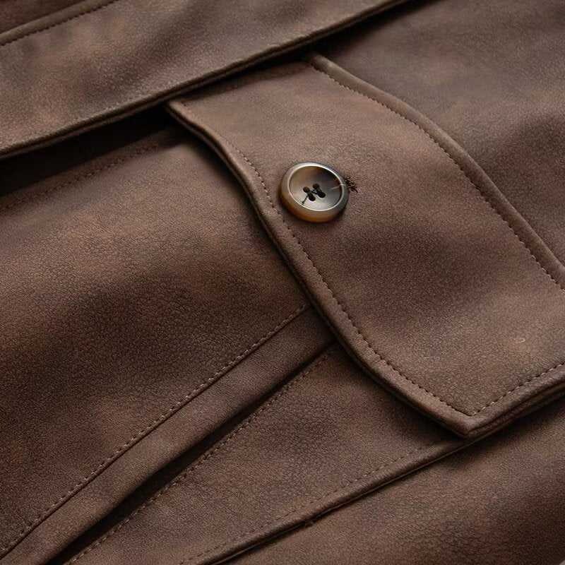 Women's detachable fur collar casual Anti suede effect jacket