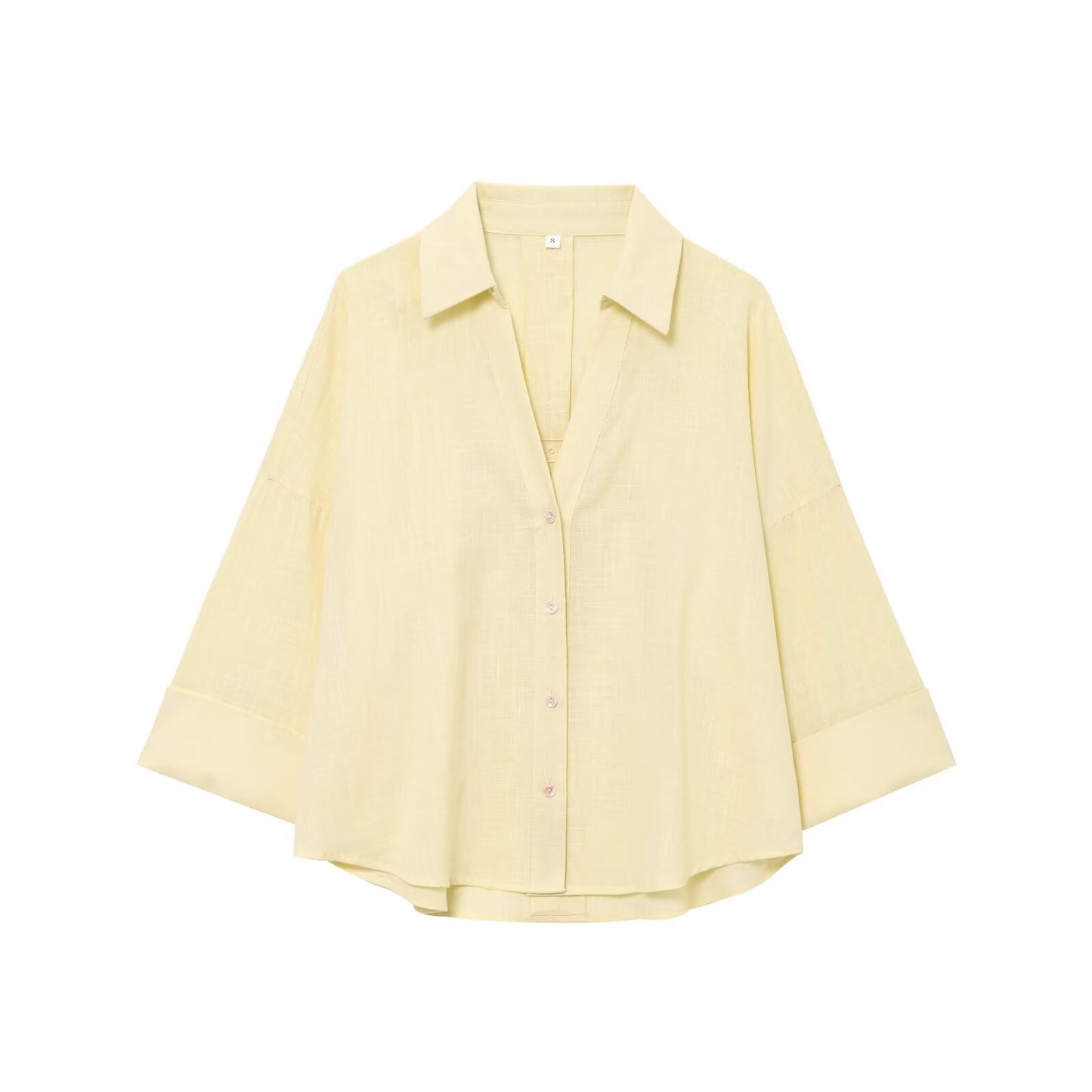 Women's 2025 new fashion linen blended button up striped shirt retro wide sleeved women's shirt chic top