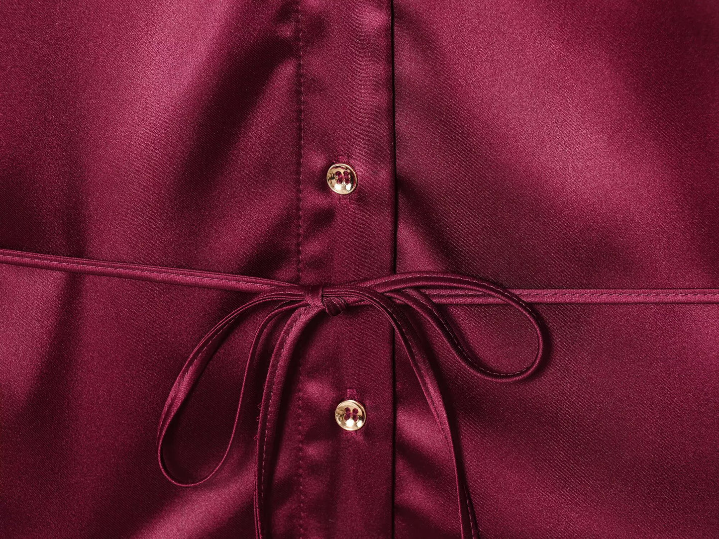 Women's new fashion with Belt short sleeved satin textured shirt+Pants suit