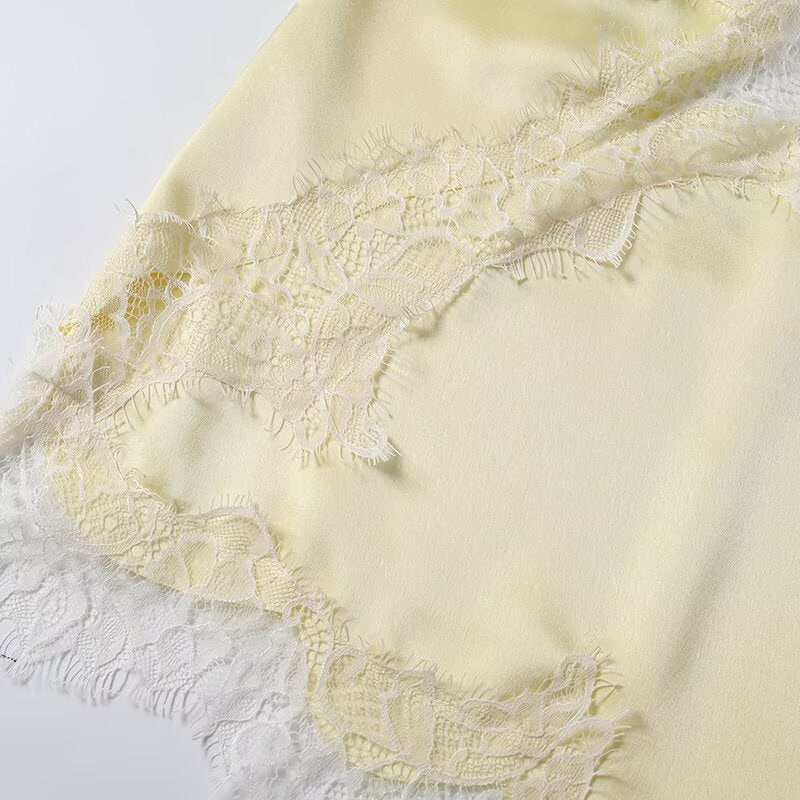 Women's asymmetrical lace V-neck suspender top