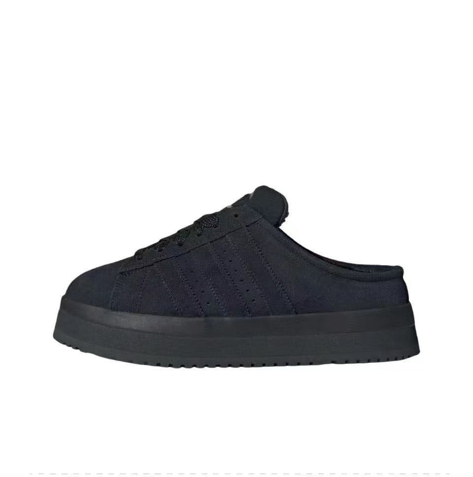 Women's casual fleece-lined platform slippers,