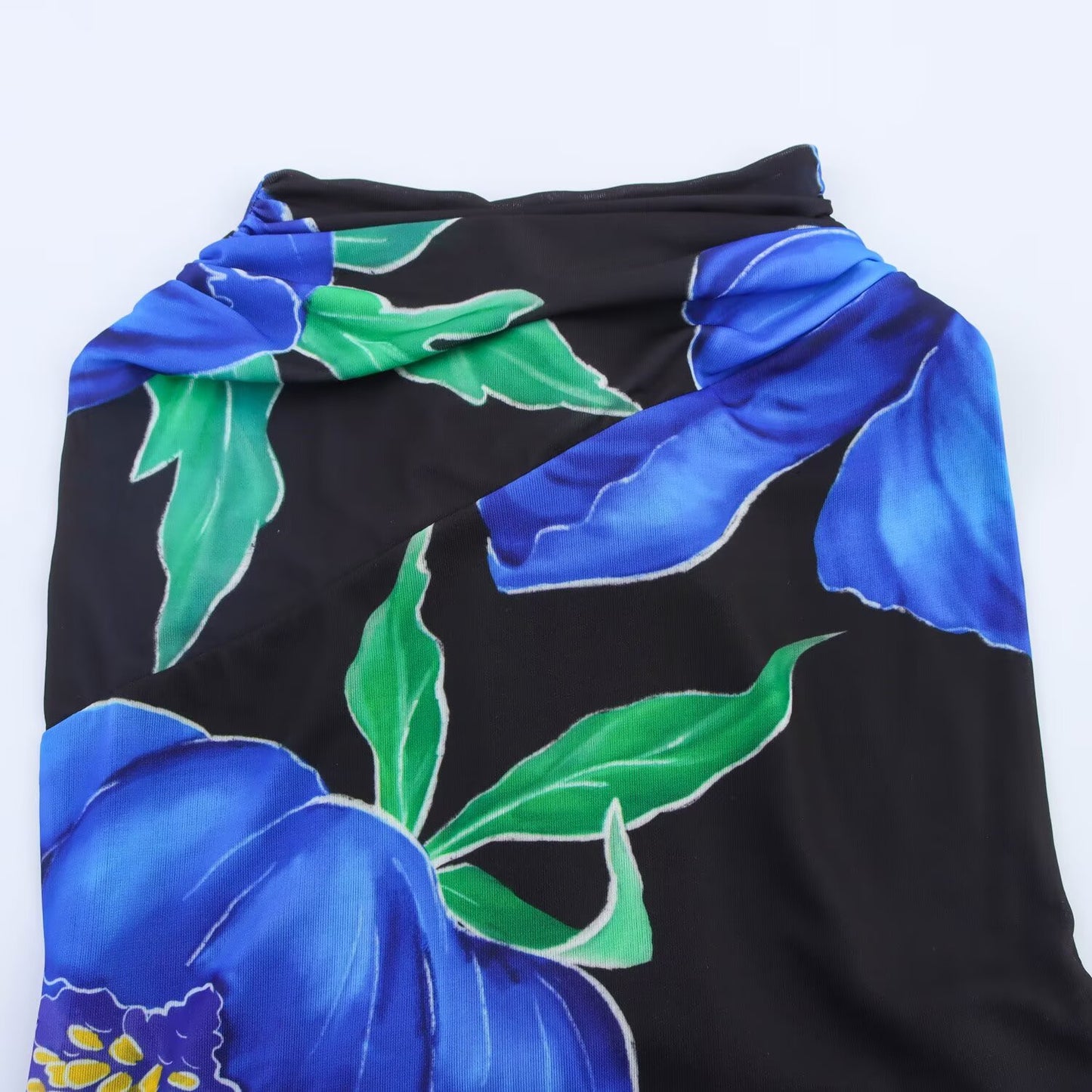 Women's 2025 New Fashion Printed draped MIDI dress