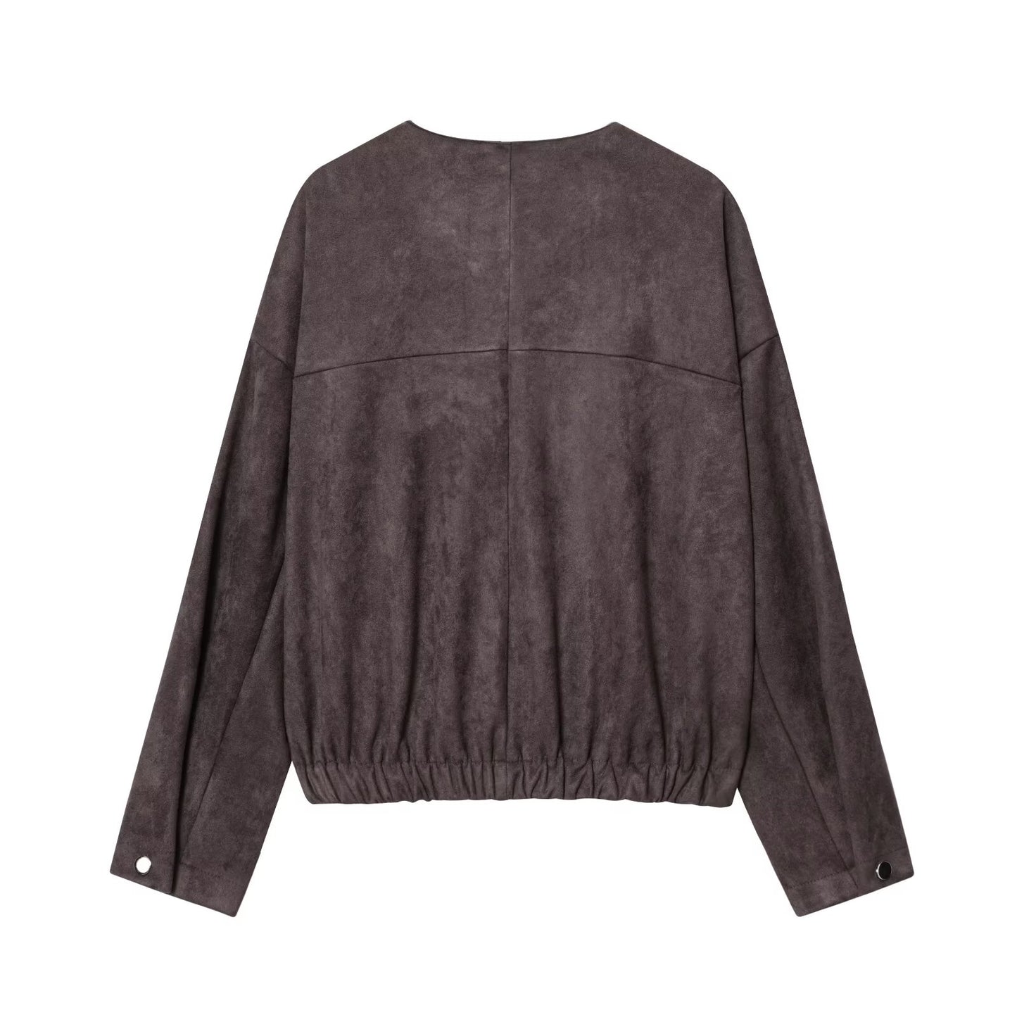 Women's new fashion anti suede effect O-Neck zipper jacket Coat