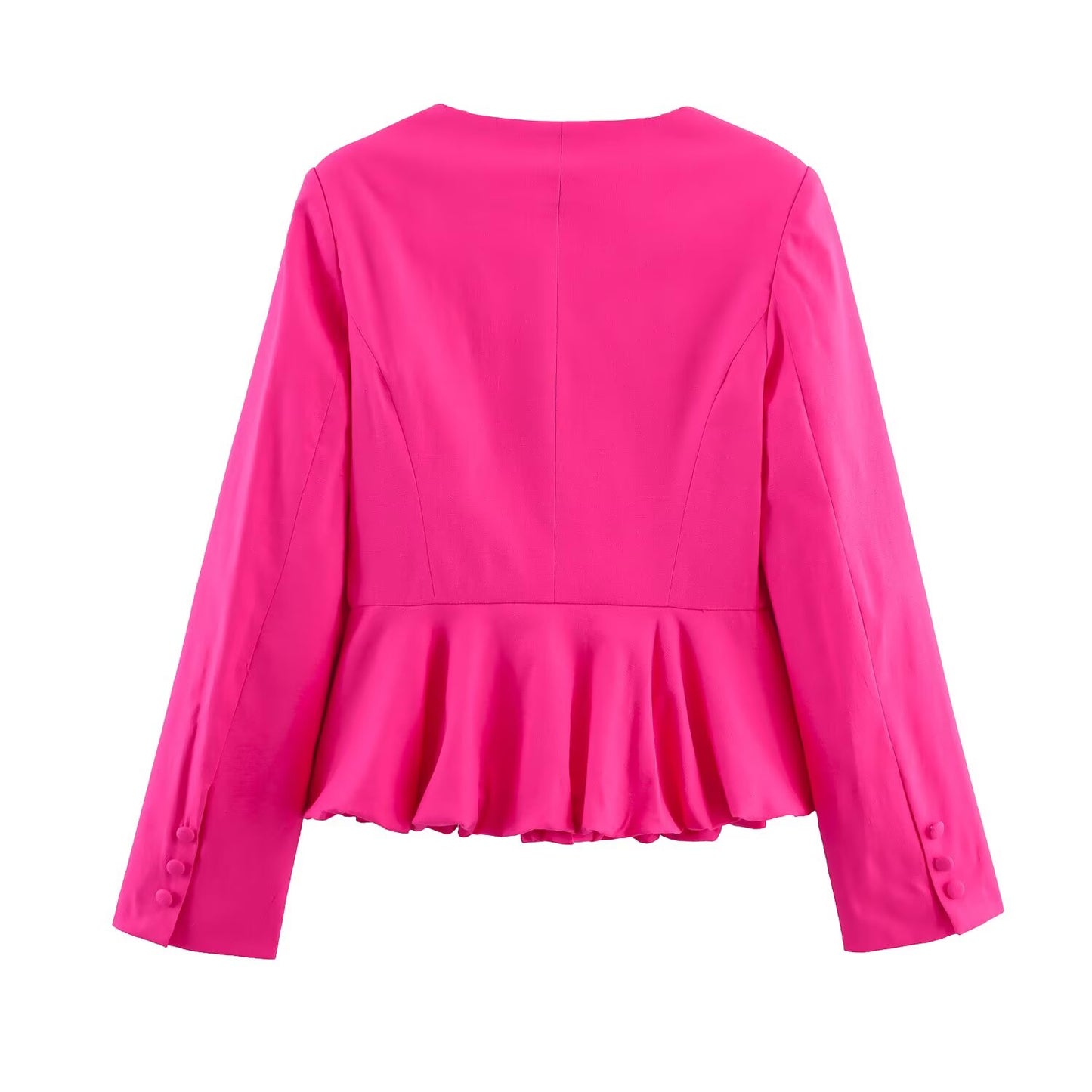 Women's new fashion Short skirt style hem linen blend suit jacket+Pants suit