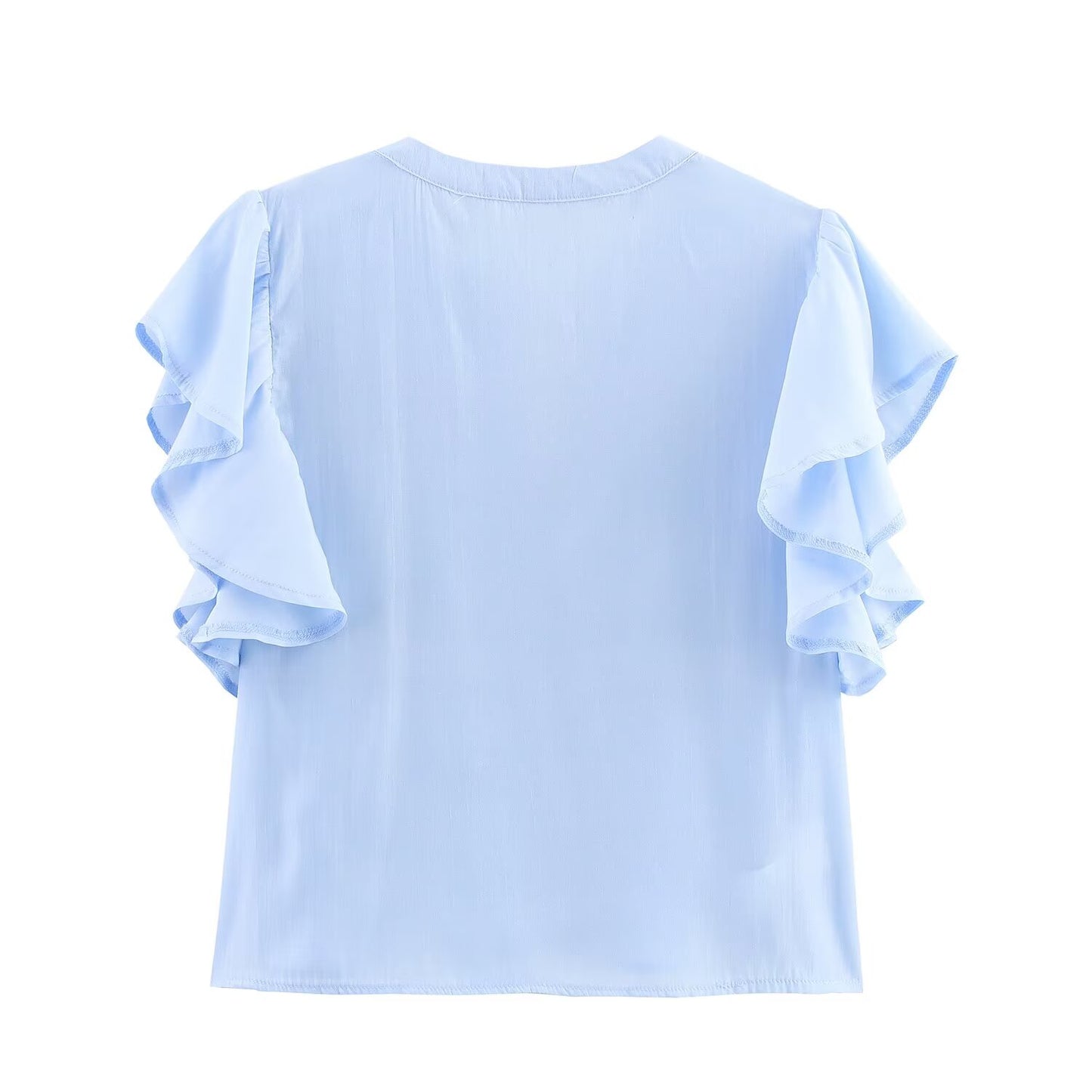 Women's new fashion layered decoration short sleeved embroidered shirt