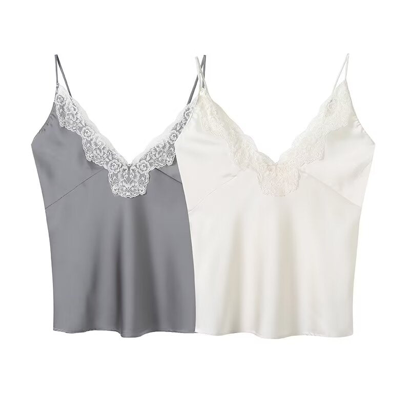 Women's sexy lace patchwork camisole top