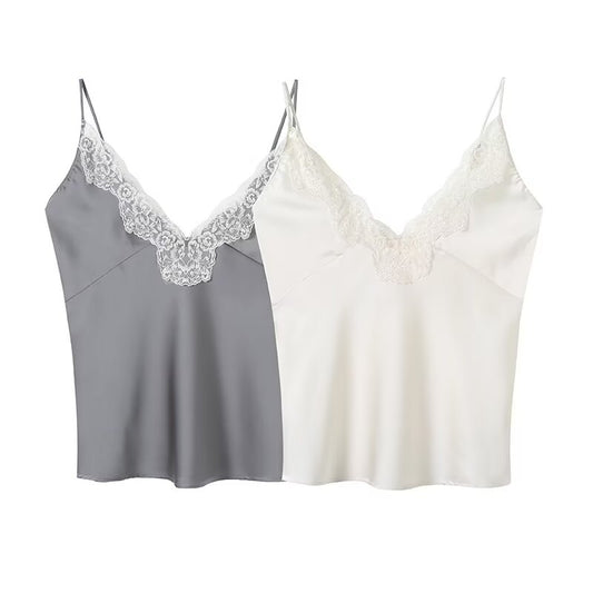 Women's sexy lace patchwork camisole top