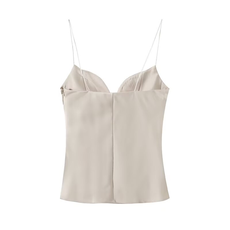 Women's satin textured lingerie style suspender top