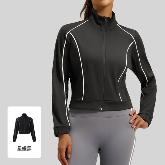 New women's loose-fitting color-blocked sports jacket