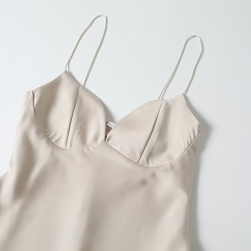 Women's satin textured lingerie style suspender top