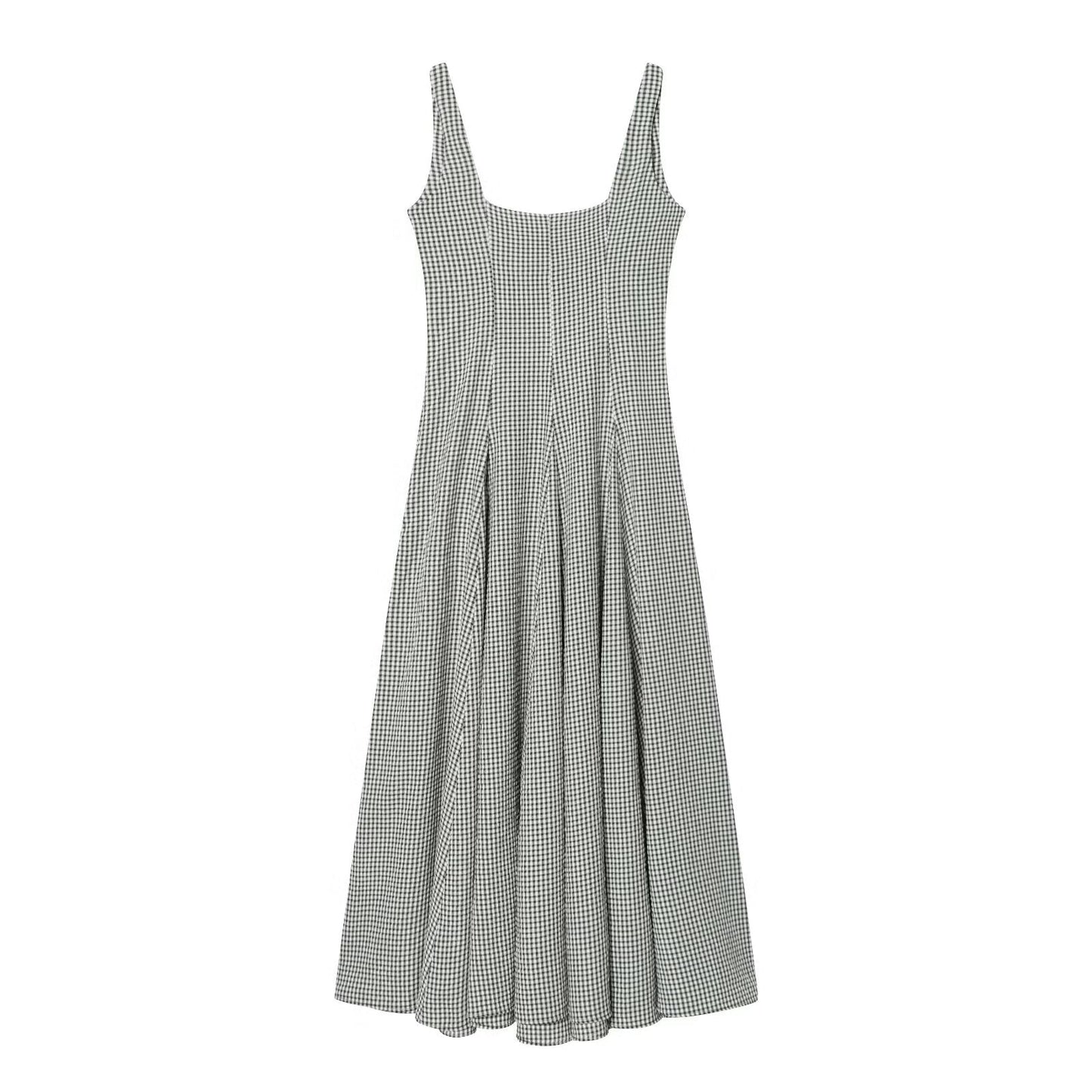 Women's sleeveless plaid MIDI dress