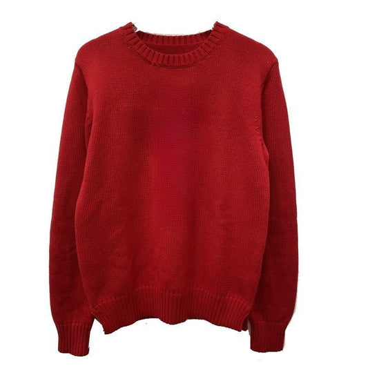 New versatile wool blend jacquard O-neck long-sleeved sweater