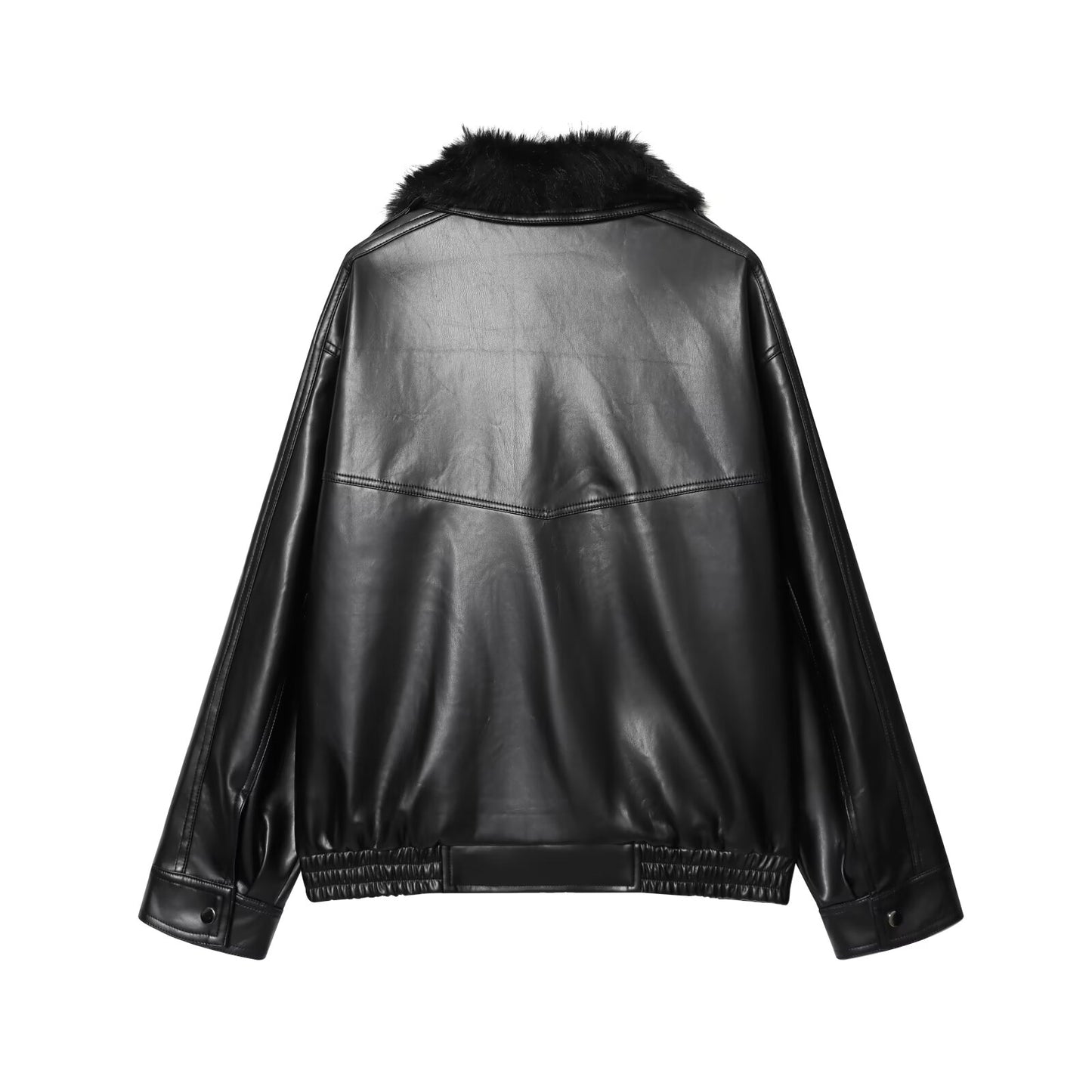 Women's new fashion detachable faux fur collar effect jacket Coat