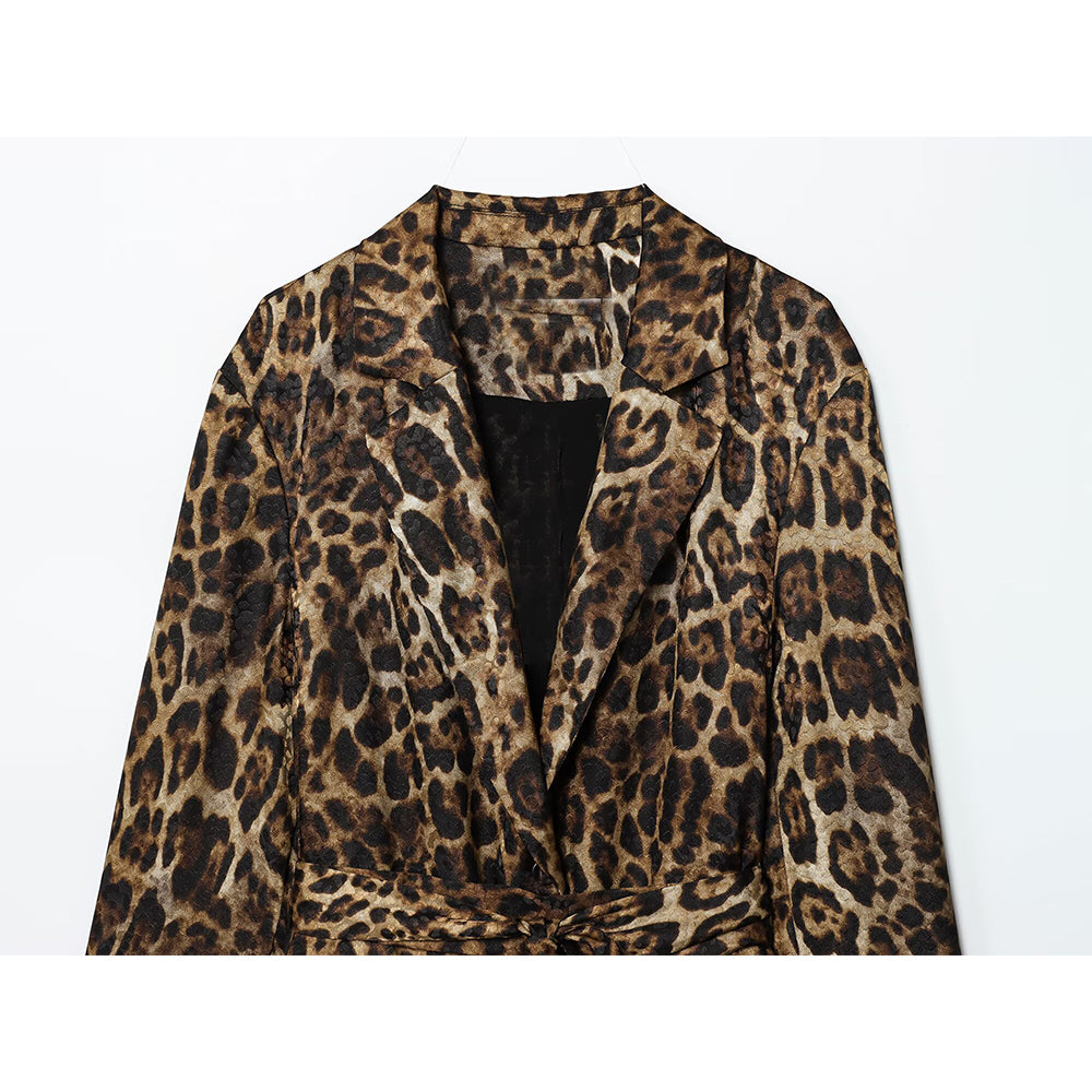 Women's new fashion with Belt loose printed striped suit jacket+Pants suit