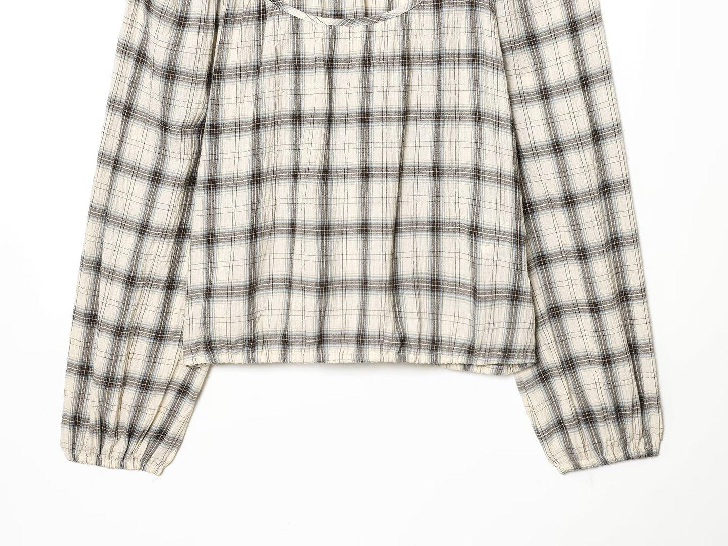 suit Women's 2 pieces short O Neck checkered shirt+Skirts