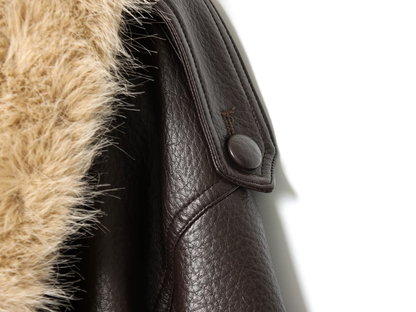 Women's detachable fur collar Faux Leather jacket Coat