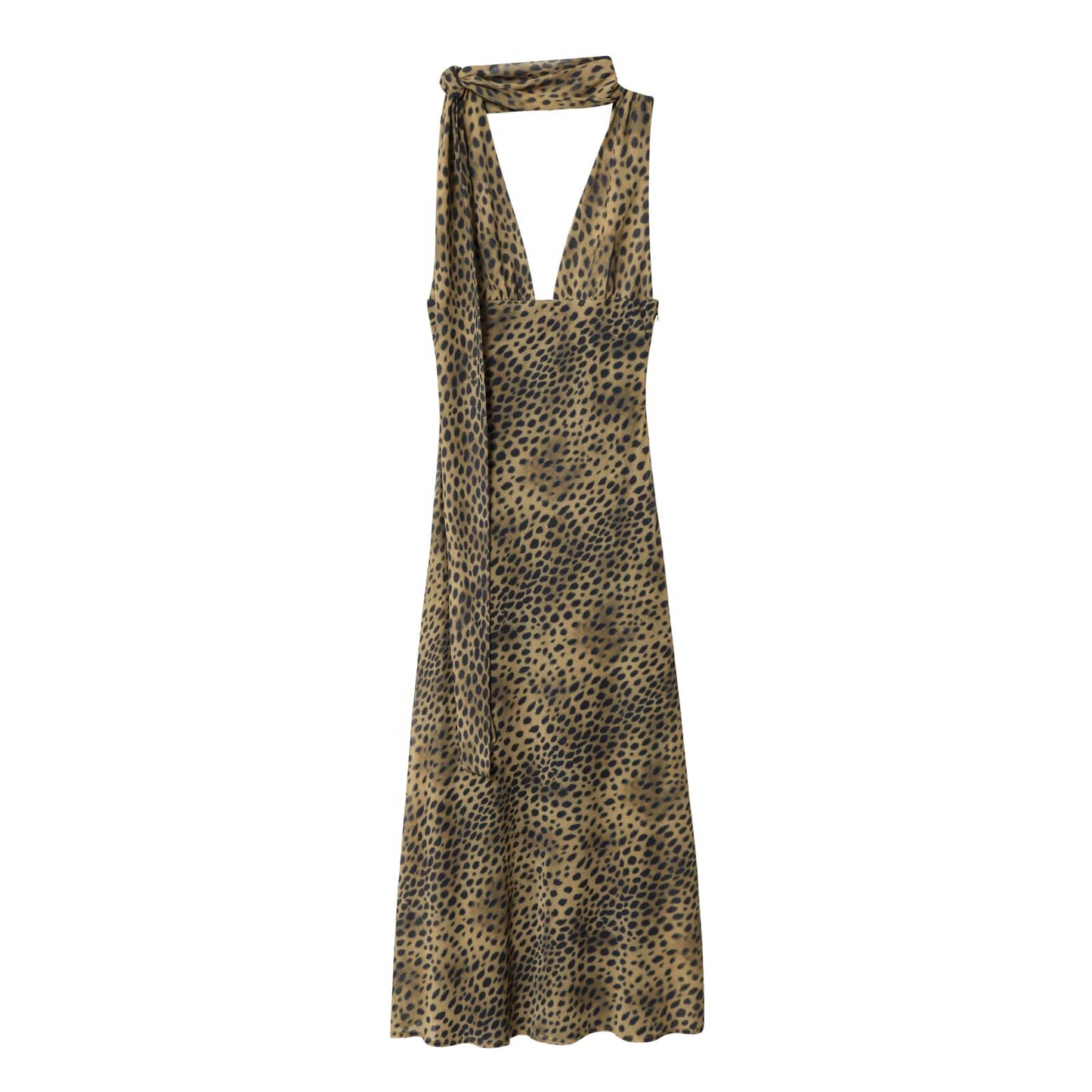 Women's 2025 new fashion sexy animal print scarf MIDI dress