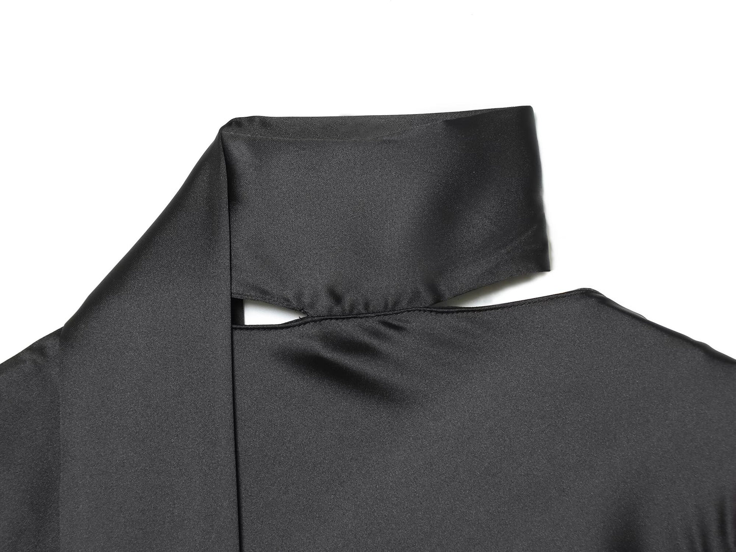 Women's scarf decoration V-neck satin textured shirt