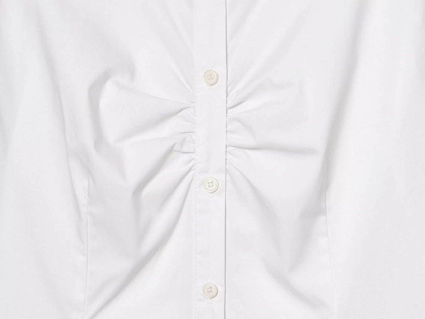 Women's pleated decoration slim lapel shirt