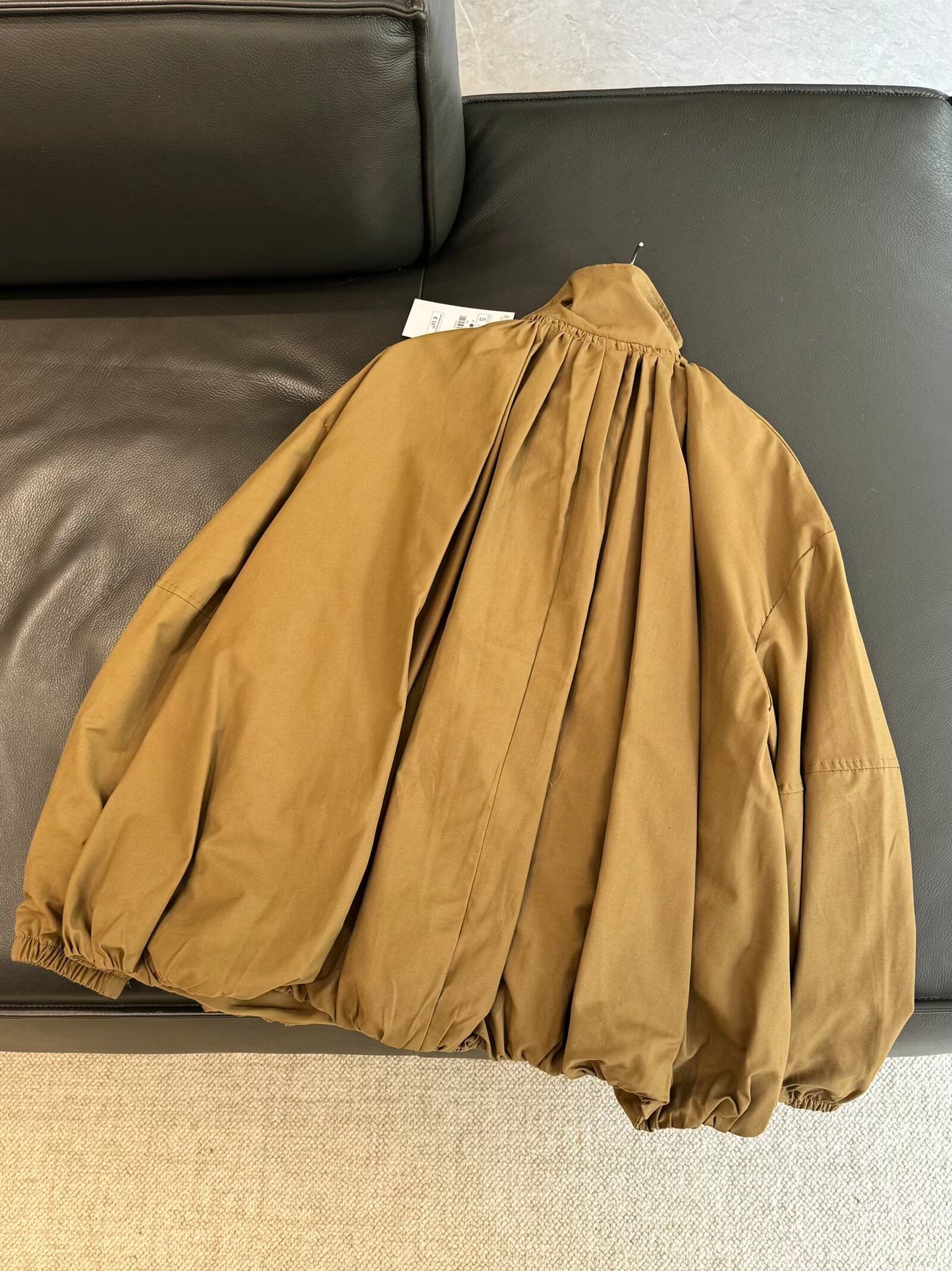 Women's new fashion loose stand collar pleated flight jacket Coat