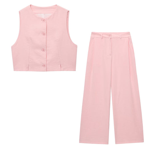 Suit women's 2 pieces 2025 fashion split design short vest+pants women's suit