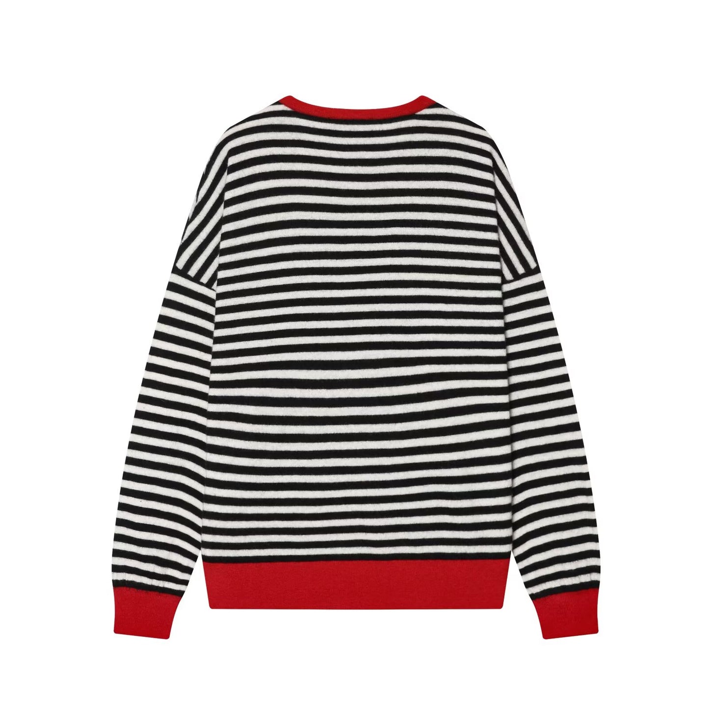 Women's loose O Neck striped knitted sweater