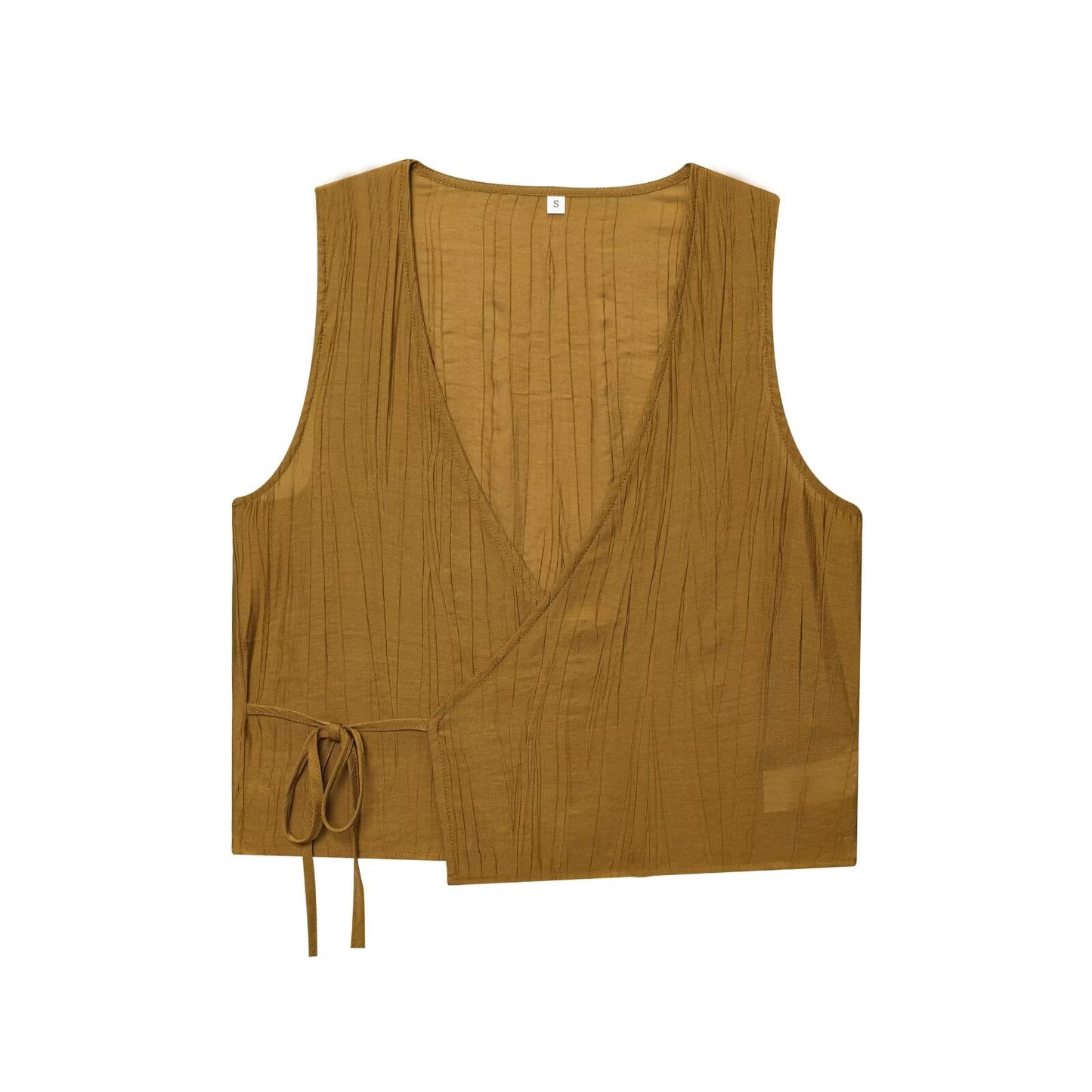 Women's 2025 new fashion wrinkle effect vest style top+Skirts suit