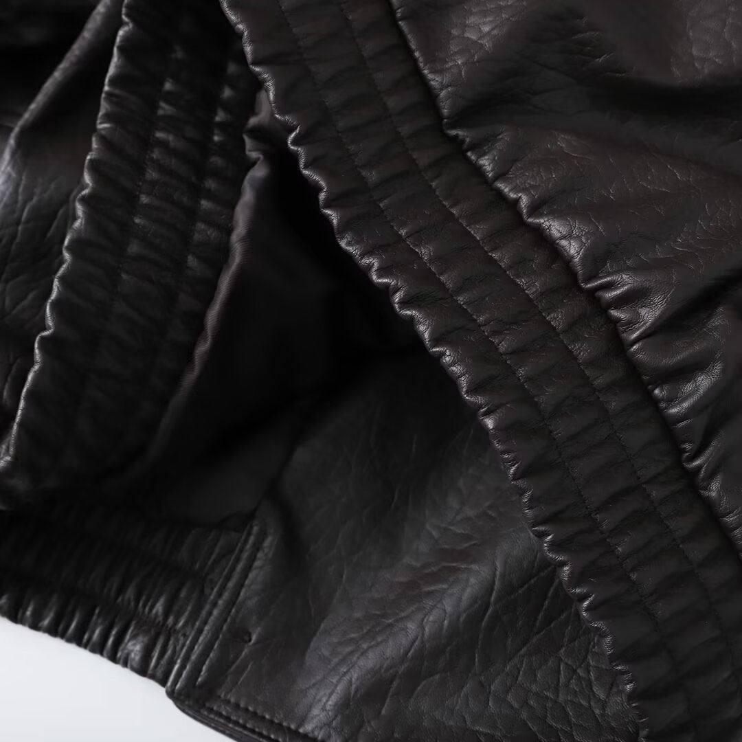 Women's detachable collar Faux Leather jacket Coat