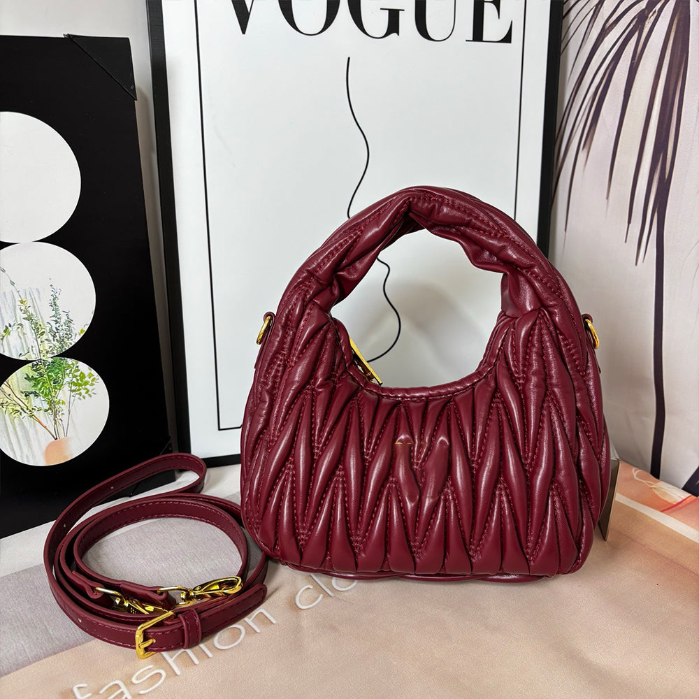 Women's New Fashion Joker Pleated Design Handbag Shoulder Crossbody Bag