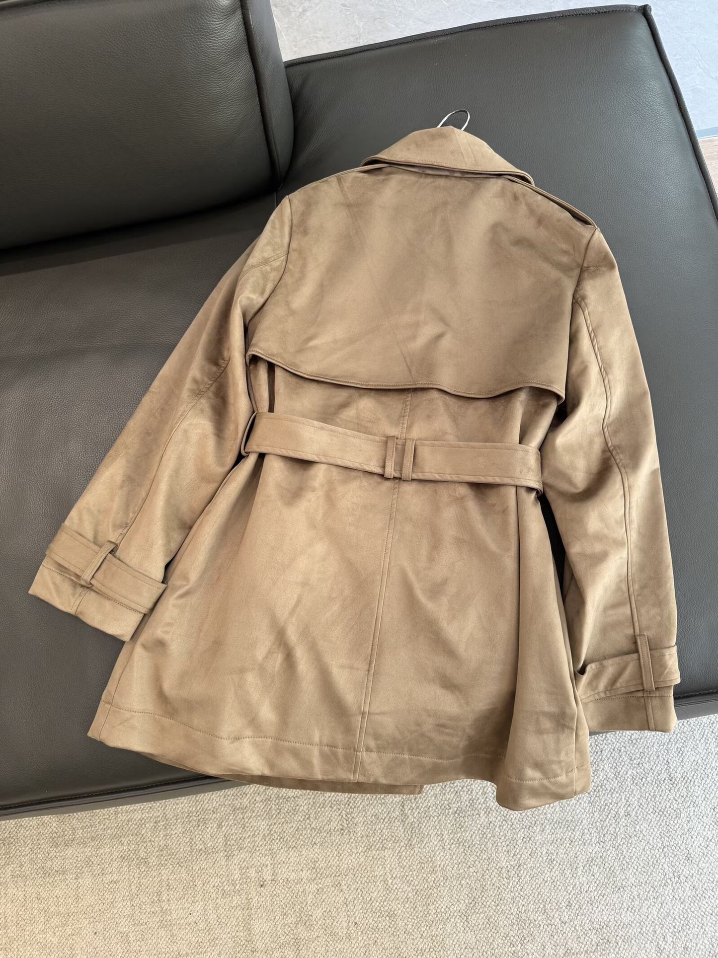 Women's new fashion Anti suede effect long style windbreaker Coat