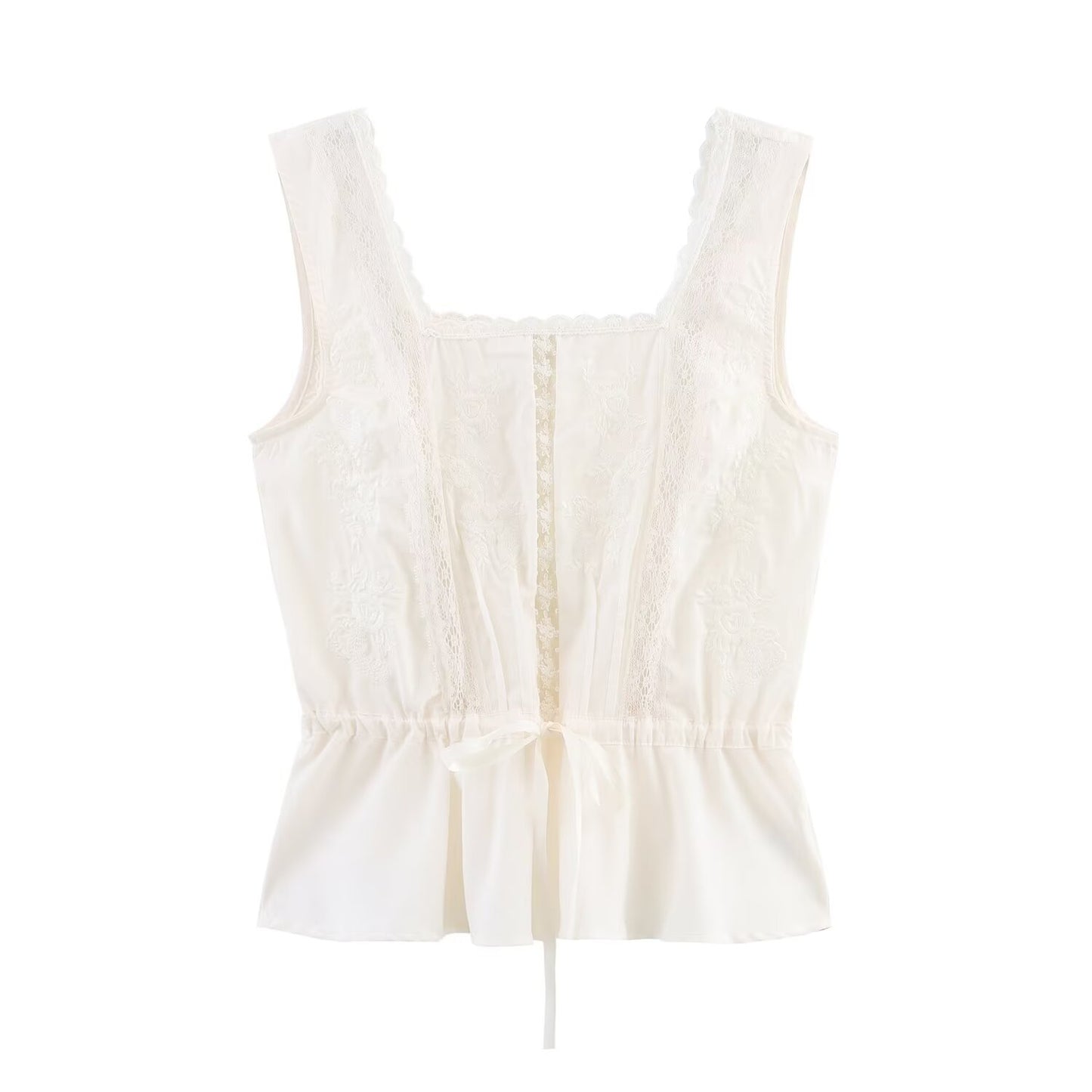 Women's new fashion lace decoration sleeveless underwear style top