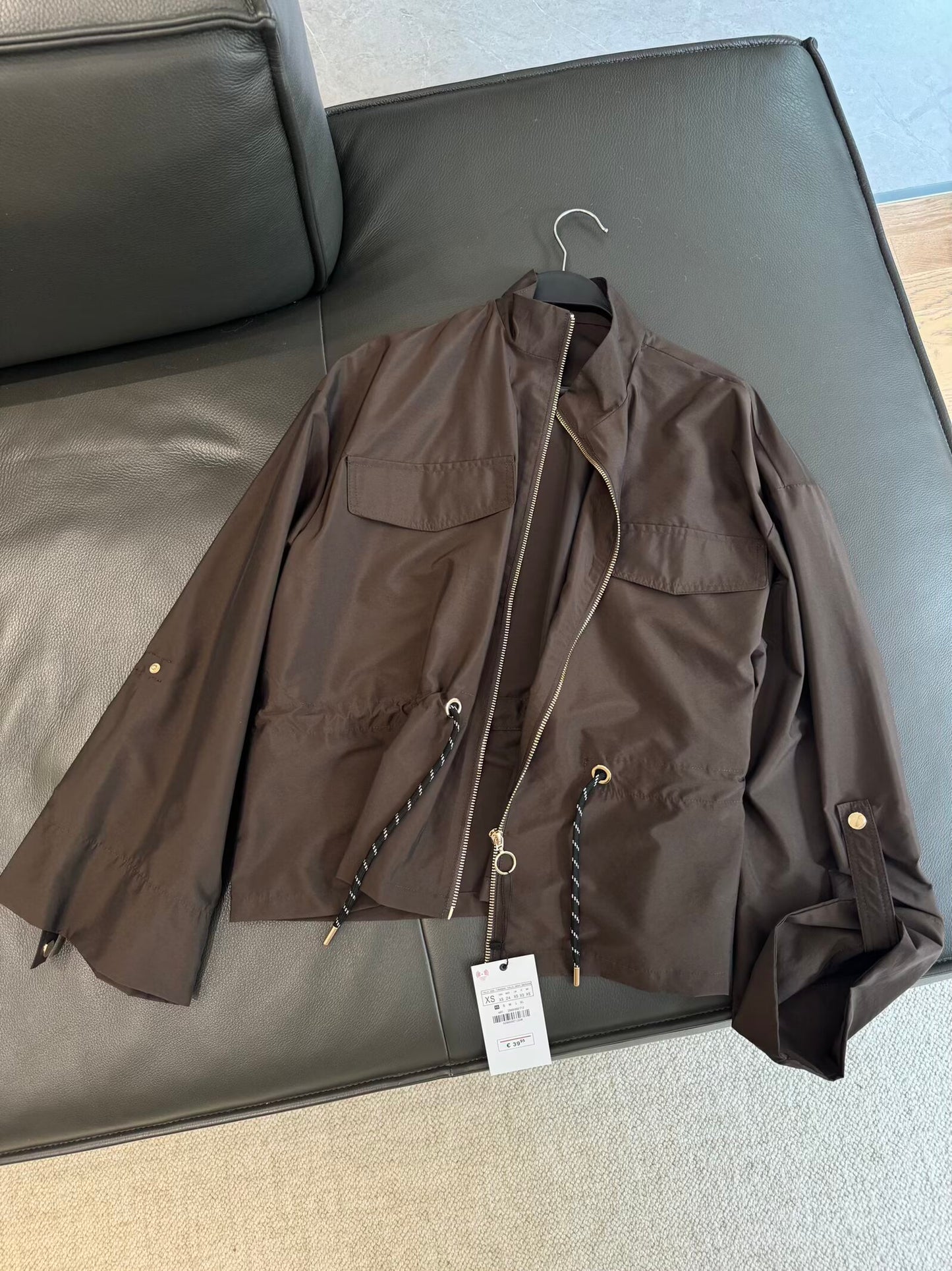 Women's new fashion loose stand collar lace up Coat