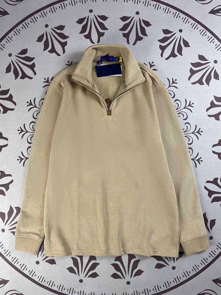 Men's and women's new casual Joker Mini fabric long sleeve half zipper sweater