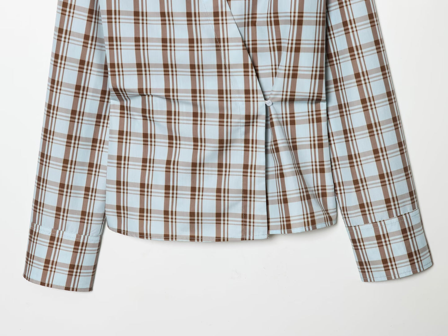 suit Women's 2 pieces pleated poplin plaid shirt+Skirts