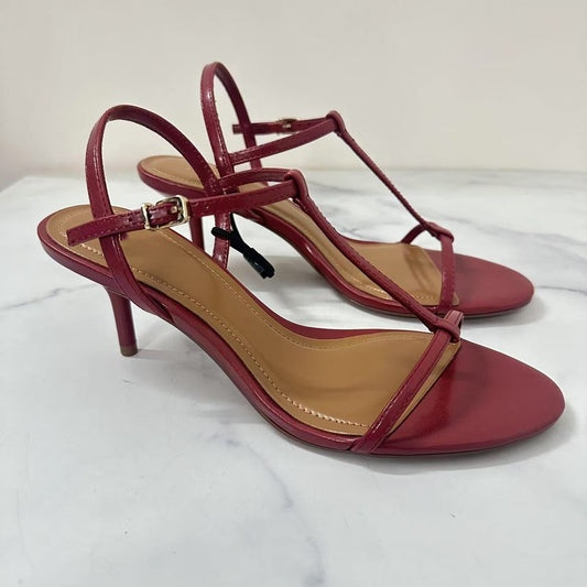 Women's 2025 New Fashion Temperament Joker Red and Black Ribbon Design High-heeled Sandals.