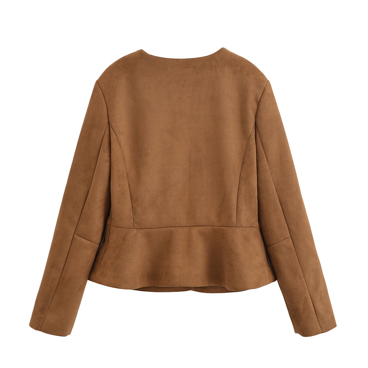 Women's autumn fashion short O-Neck suede jacket Coat