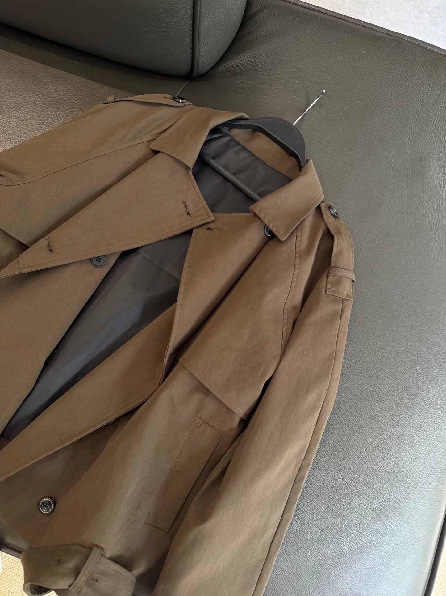 Women's New Fashion With Belt Short Double breasted Windbreaker Coat